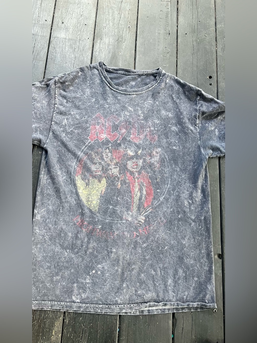 AC DC acid wash band tee
